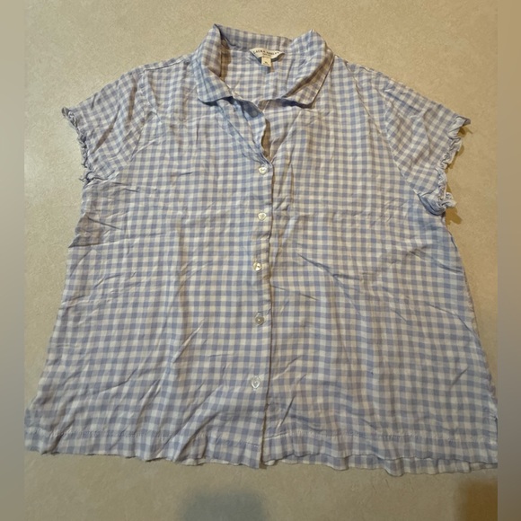 Laura Ashley Light Blue Checkered Pajama Set Size XL - Picture 4 of 8